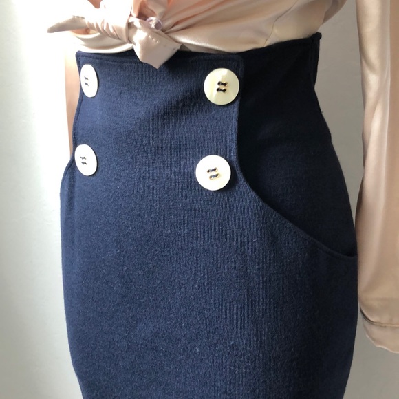 Authentic Vintage Valentino Navy Blue Mini Skirt - Picture 2 of 4